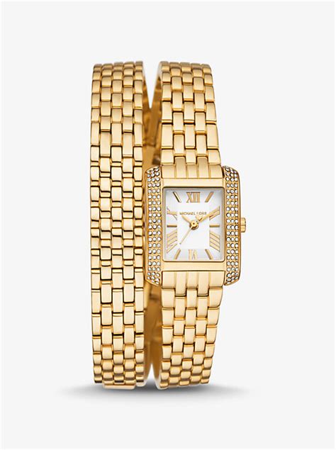 michael kors peyton double wrap watch|Petite Emery Pavé Gold.